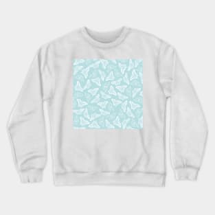 Elegant White Butterflies Blue Design Crewneck Sweatshirt